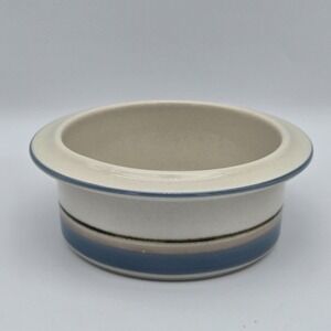Arabia Finland Uhtua Stoneware Berry Fruit Dessert Bowl Blue Brown Stripe‎ 5.25"